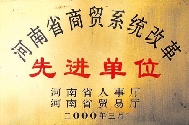 河南省商貿系統(tǒng)改革先進單位